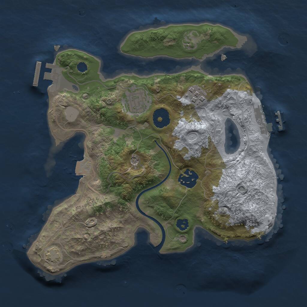 Rust Map: Procedural Map, Size: 2500, Seed: 75712847, 8 Monuments