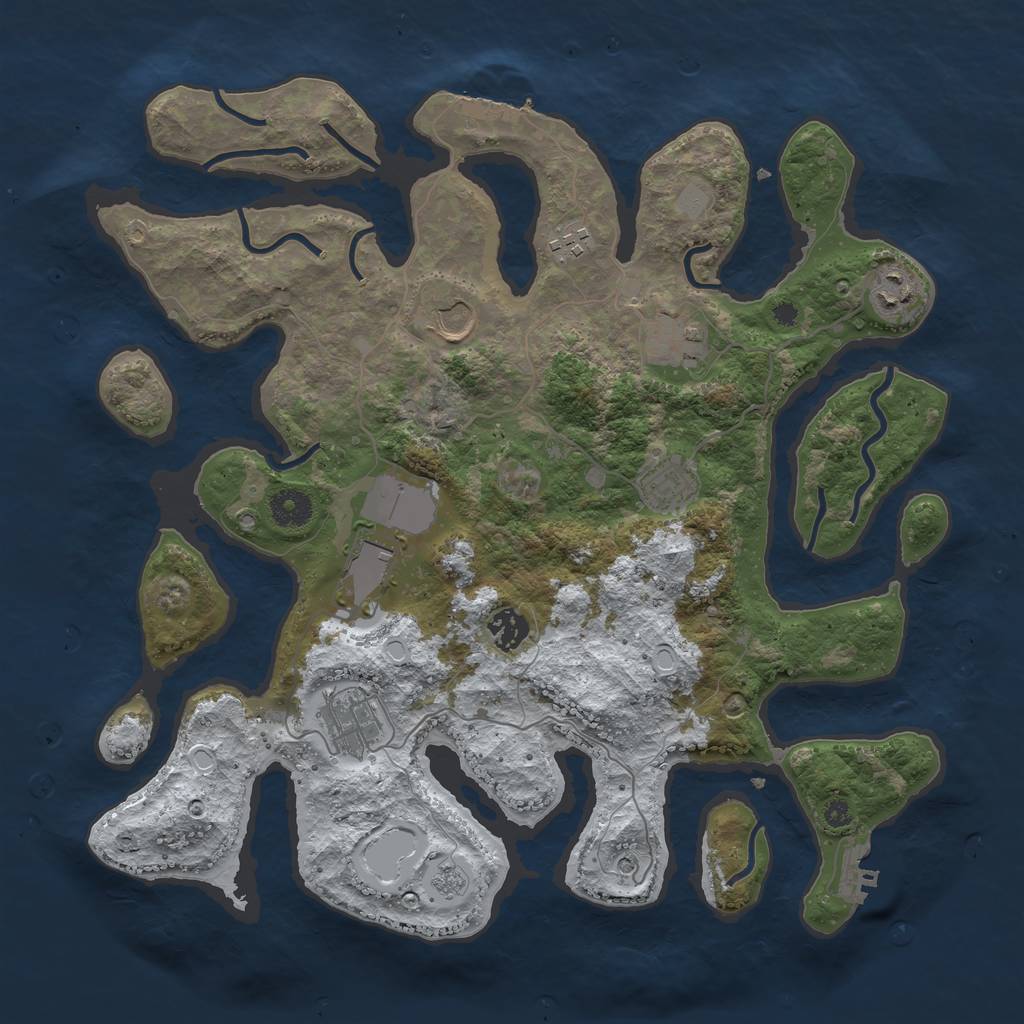 Rust Map: Procedural Map, Size: 3800, Seed: 652732, 17 Monuments