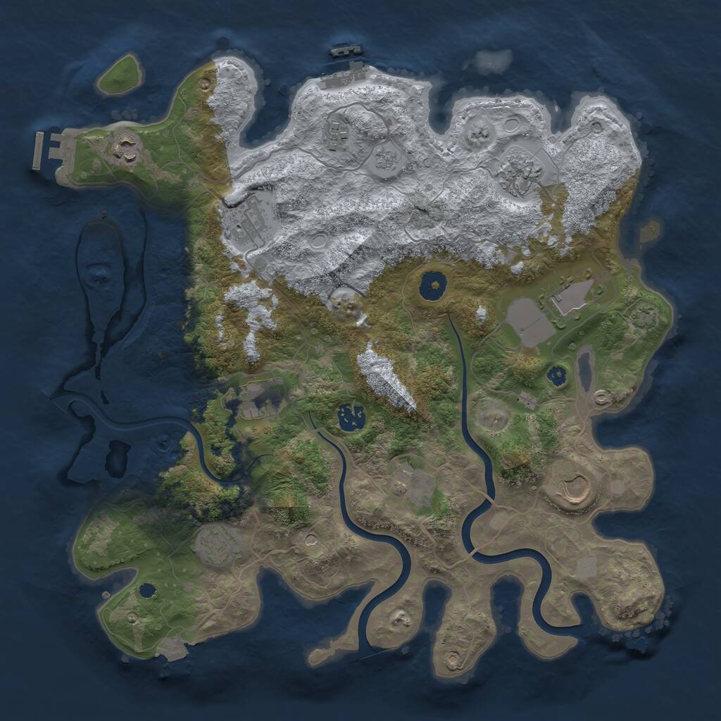 Rust Map: Procedural Map, Size: 3800, Seed: 3764335, 16 Monuments