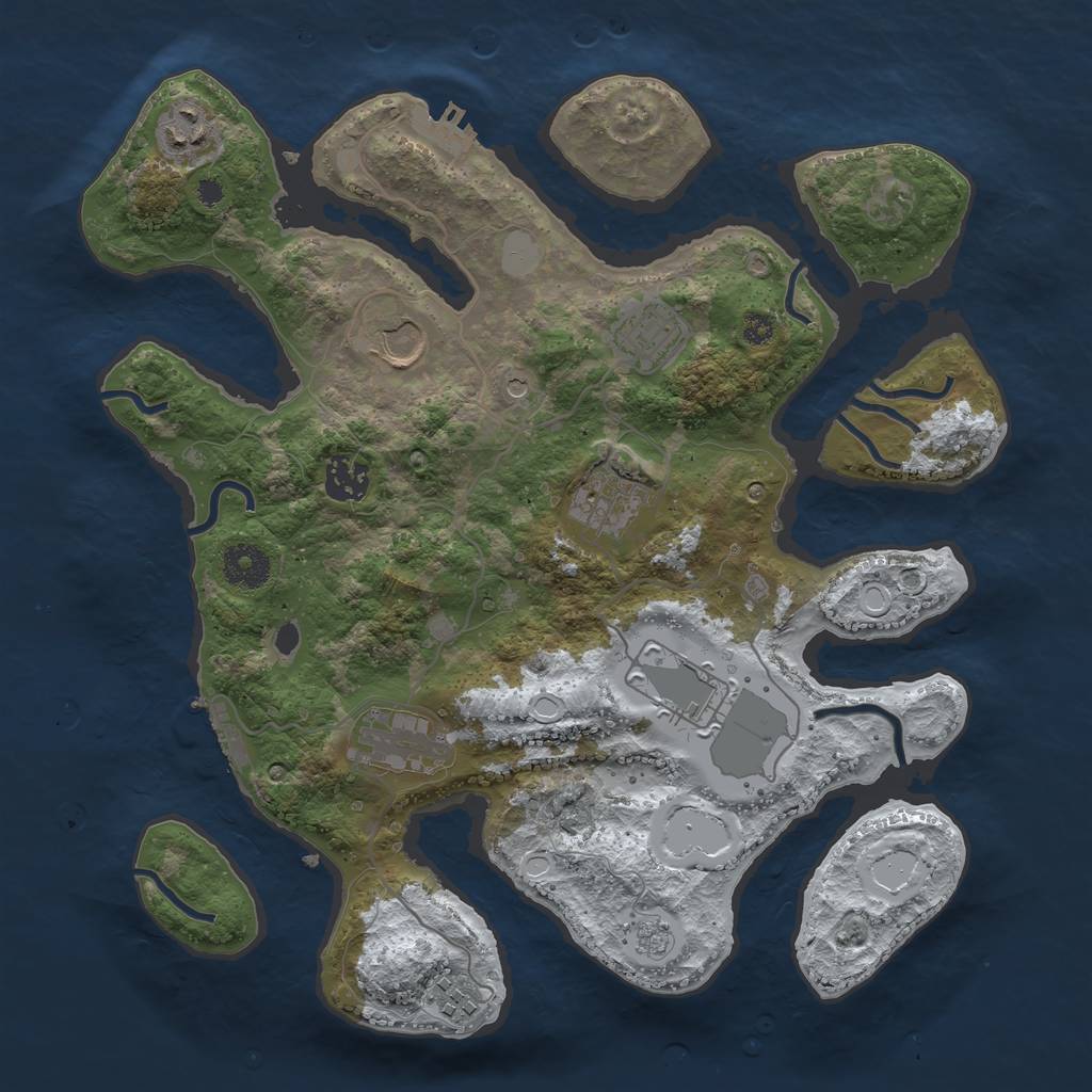 Rust Map: Procedural Map, Size: 3500, Seed: 2860842, 17 Monuments