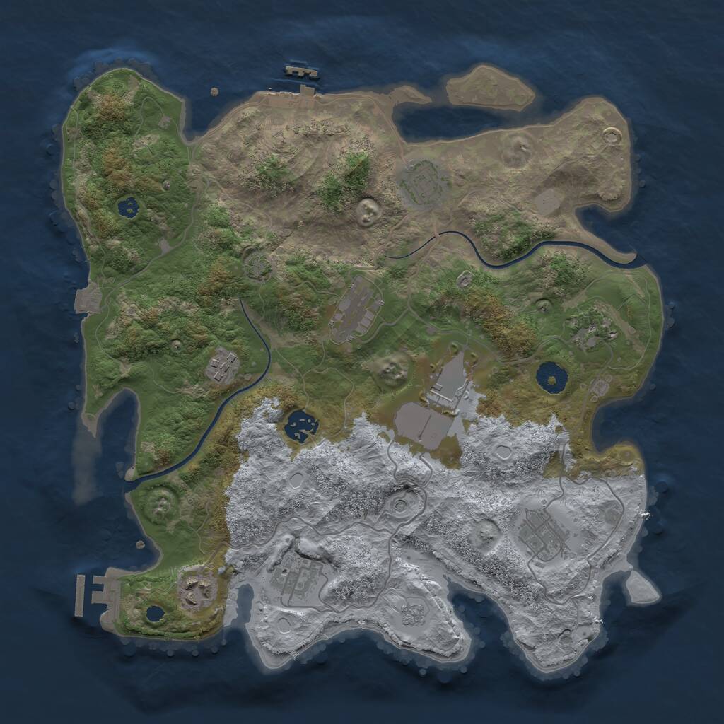 Rust Map: Procedural Map, Size: 3500, Seed: 4331007, 15 Monuments