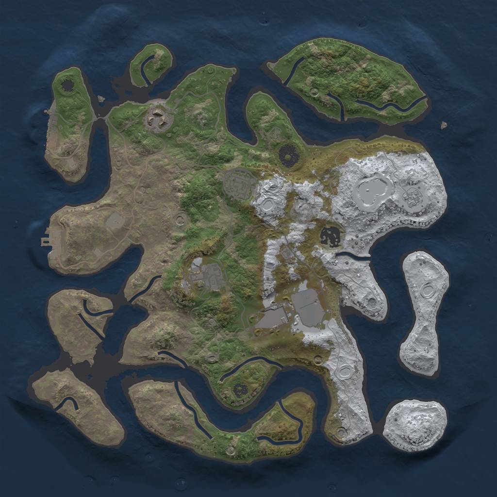 Rust Map: Procedural Map, Size: 3500, Seed: 2779169, 14 Monuments