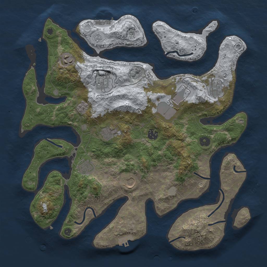 Rust Map: Procedural Map, Size: 3800, Seed: 1128141, 18 Monuments