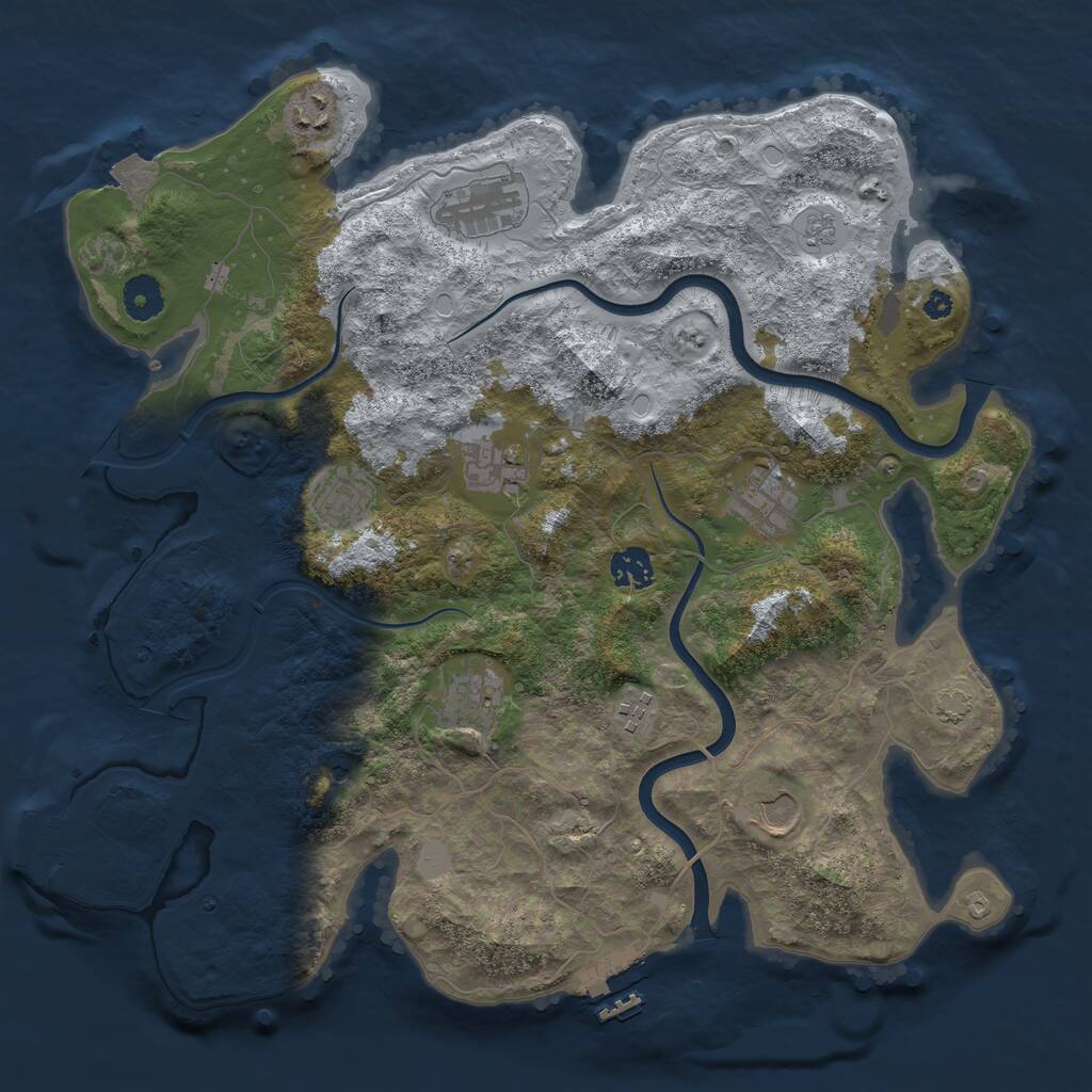 Rust Map: Procedural Map, Size: 3800, Seed: 2379772, 15 Monuments