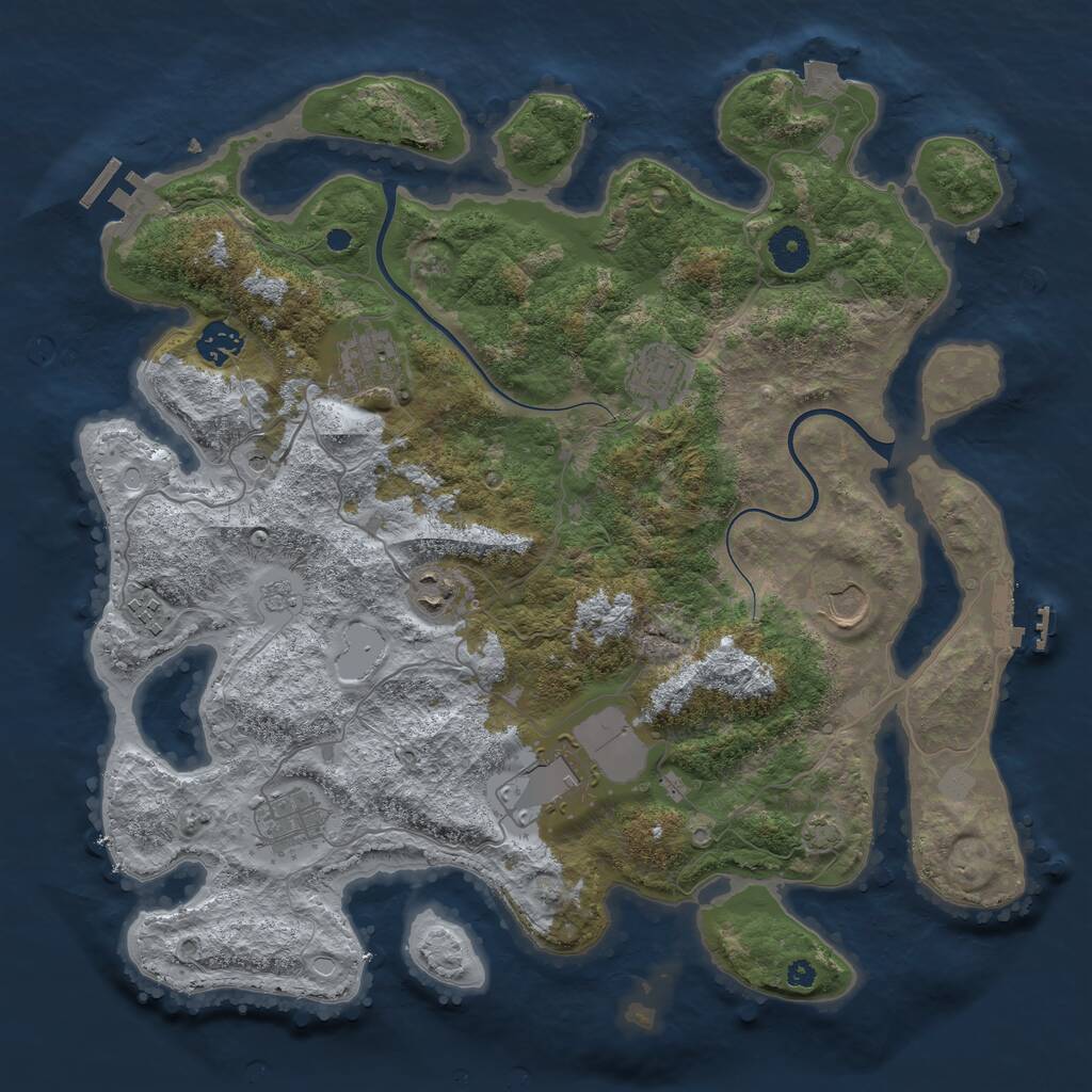Rust Map: Procedural Map, Size: 3800, Seed: 934857256, 14 Monuments