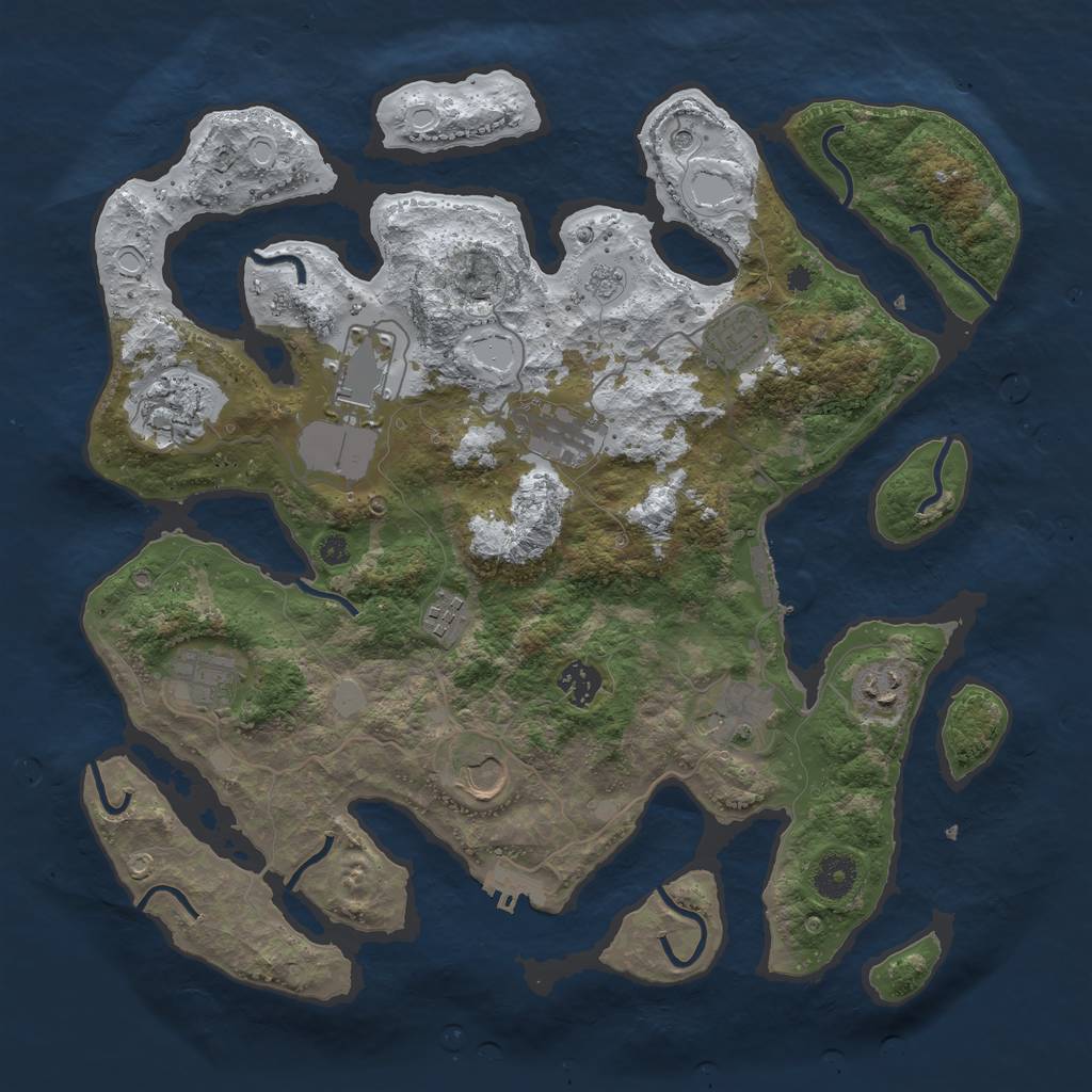 Rust Map: Procedural Map, Size: 3800, Seed: 143464, 19 Monuments