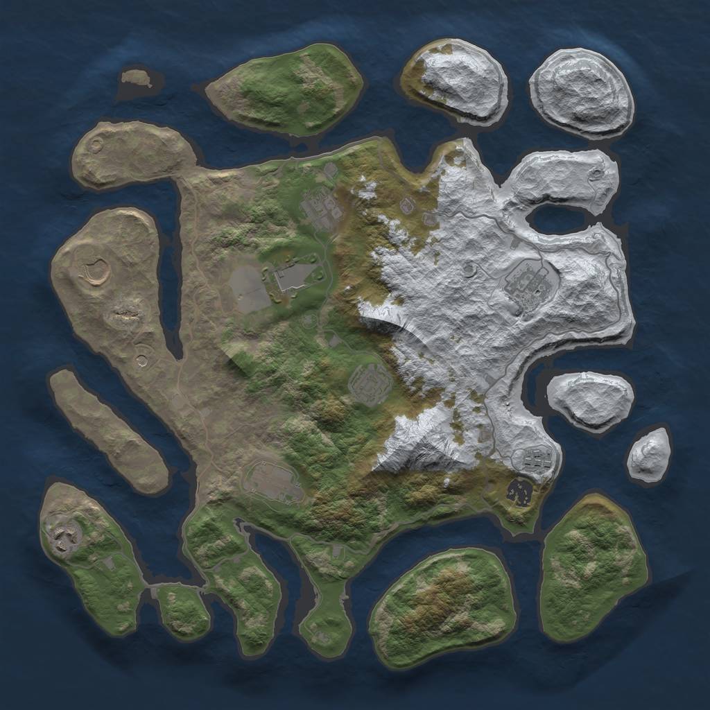 Rust Map: Barren, Size: 4000, Seed: 1745385459, 12 Monuments