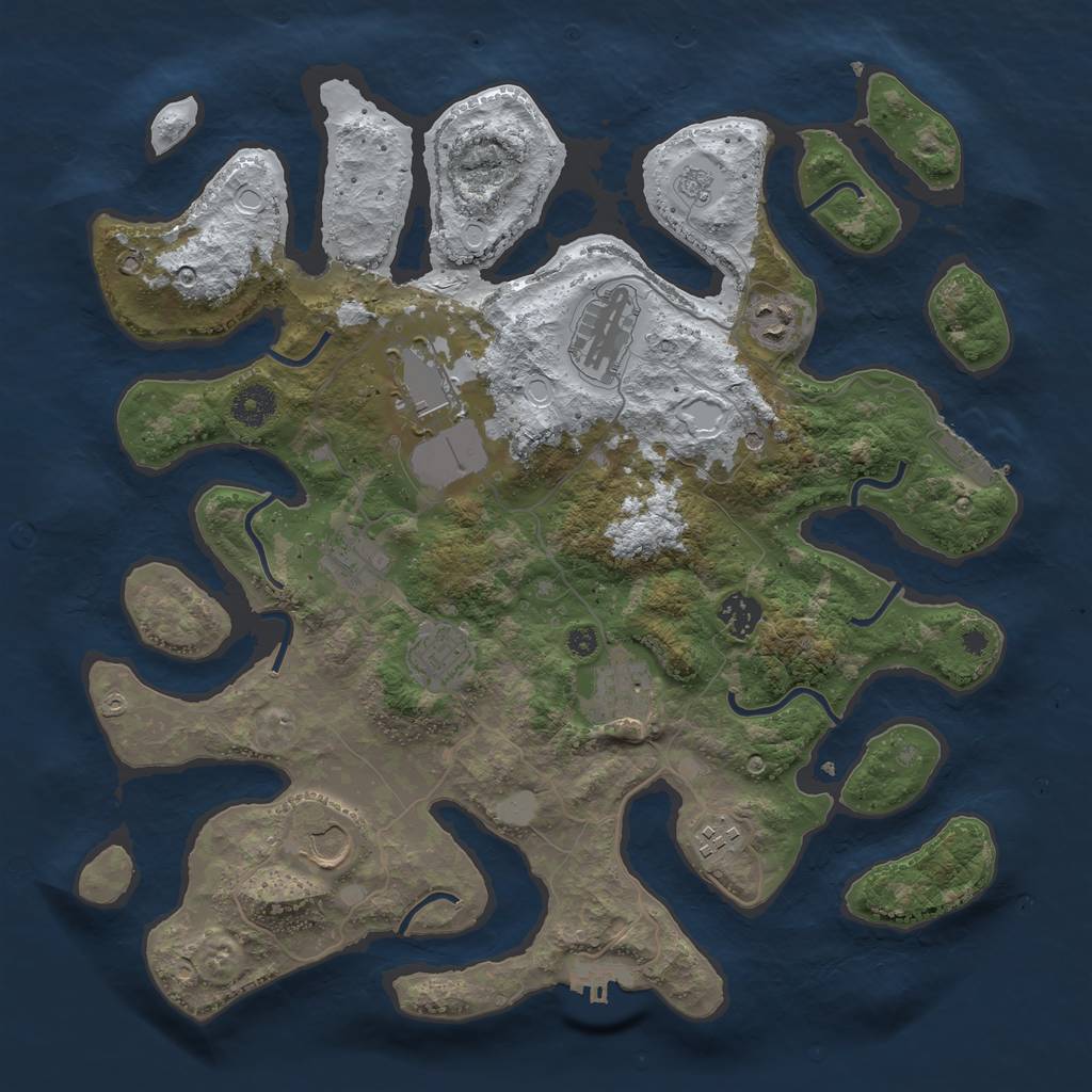 Rust Map: Procedural Map, Size: 3800, Seed: 5627732, 18 Monuments