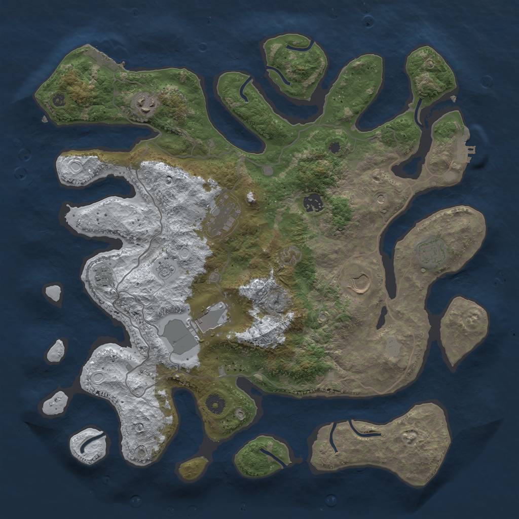 Rust Map: Procedural Map, Size: 4000, Seed: 811238, 16 Monuments
