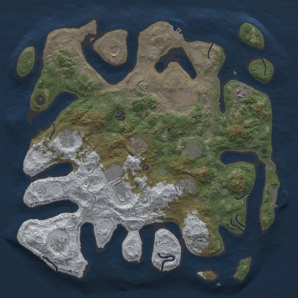 Rust Map: Procedural Map, Size: 4250, Seed: 124152627, 20 Monuments