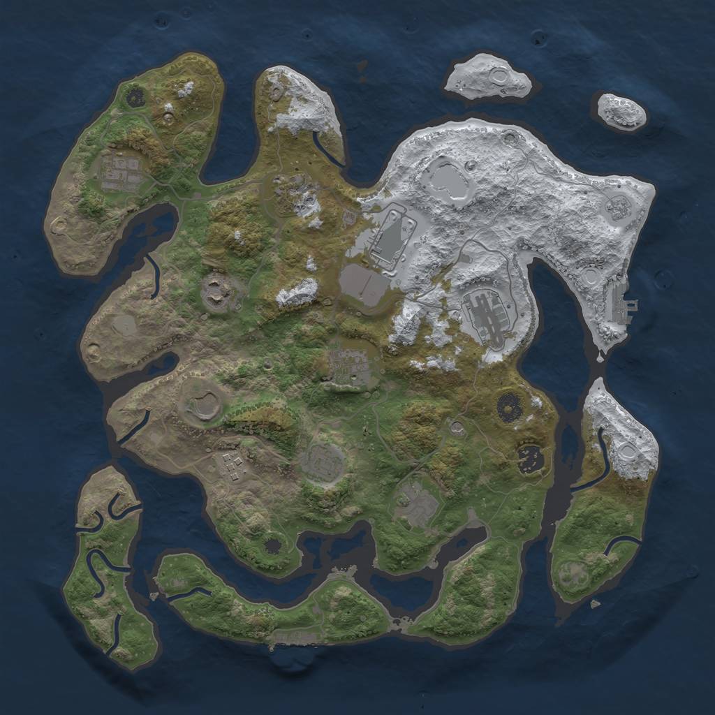 Rust Map: Procedural Map, Size: 3850, Seed: 1998342086, 20 Monuments