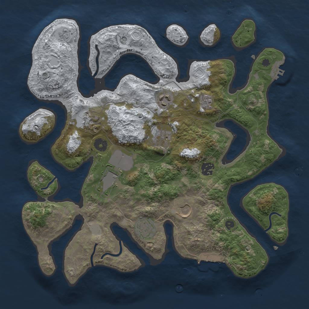 Rust Map: Procedural Map, Size: 3500, Seed: 1834891319, 17 Monuments