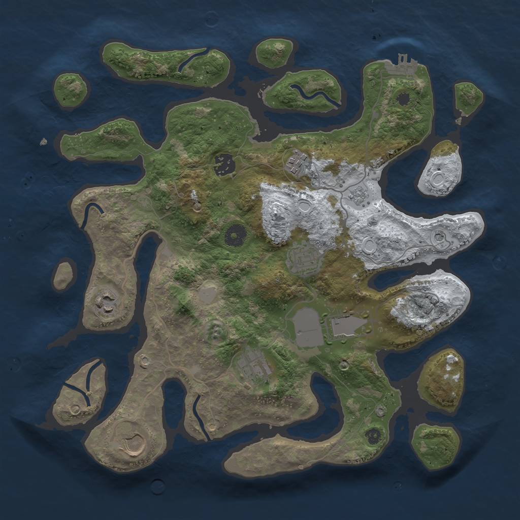 Rust Map: Procedural Map, Size: 3500, Seed: 3051186, 15 Monuments
