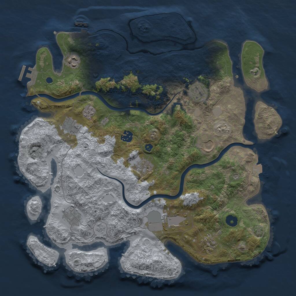 Rust Map: Procedural Map, Size: 3800, Seed: 4113029, 16 Monuments