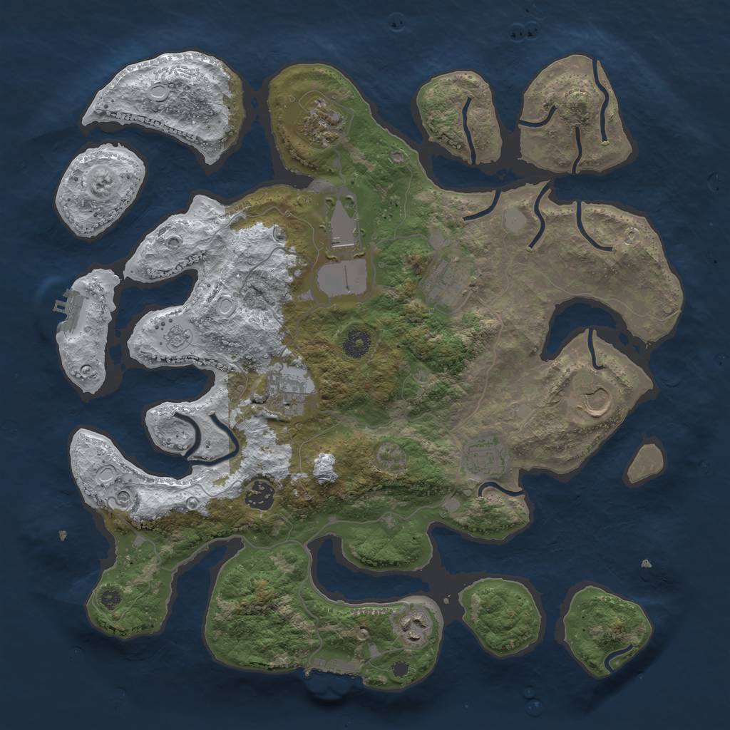 Rust Map: Procedural Map, Size: 3800, Seed: 5449654, 17 Monuments