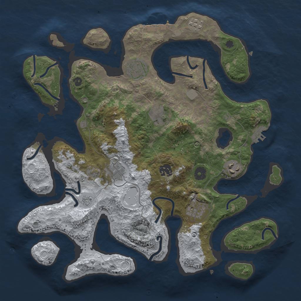 Rust Map: Procedural Map, Size: 3500, Seed: 4257690, 15 Monuments
