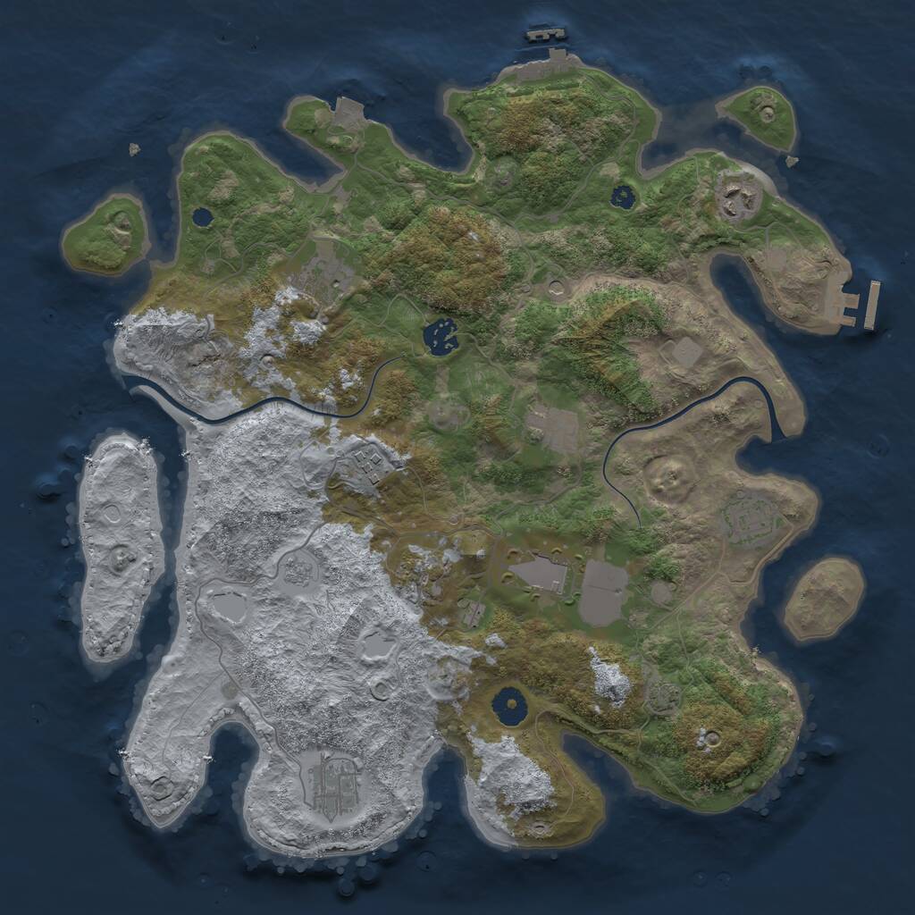 Rust Map: Procedural Map, Size: 3800, Seed: 3112423, 15 Monuments