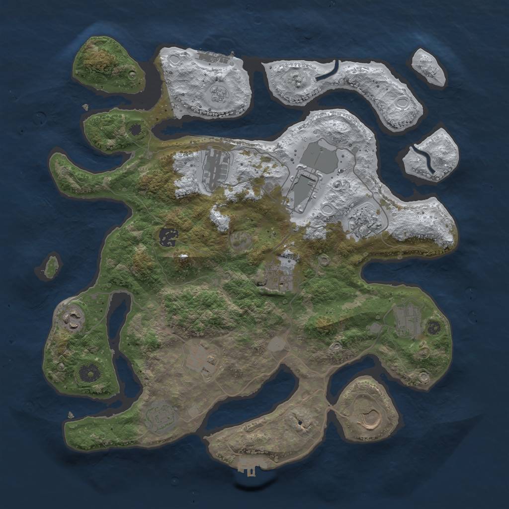 Rust Map: Procedural Map, Size: 3800, Seed: 5705589, 18 Monuments