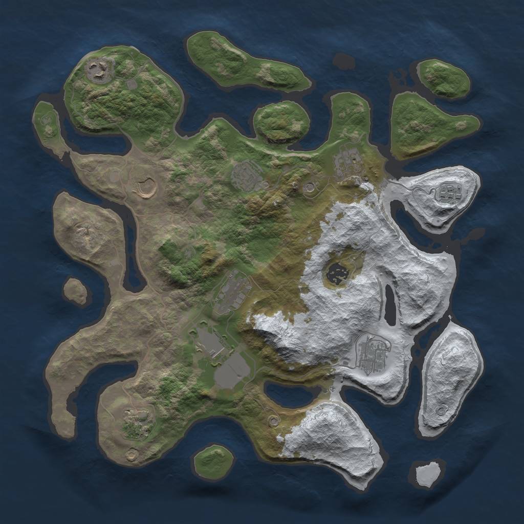 Rust Map: Barren, Size: 3800, Seed: 509743, 13 Monuments