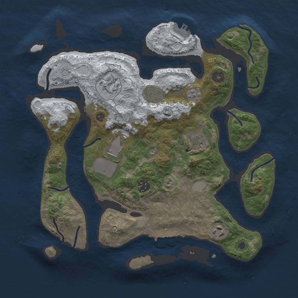 Rust Map: Procedural Map, Size: 3500, Seed: 6158029, 16 Monuments