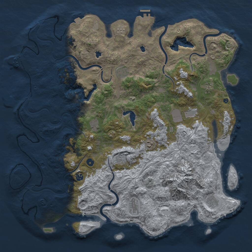 Rust Map: Procedural Map, Size: 5000, Seed: 2814, 16 Monuments