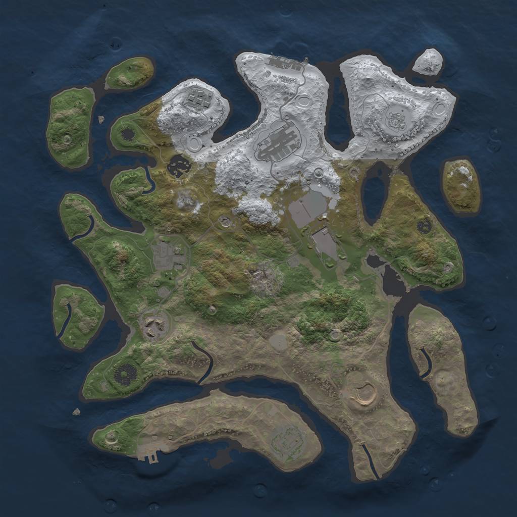 Rust Map: Procedural Map, Size: 3500, Seed: 5330780, 17 Monuments