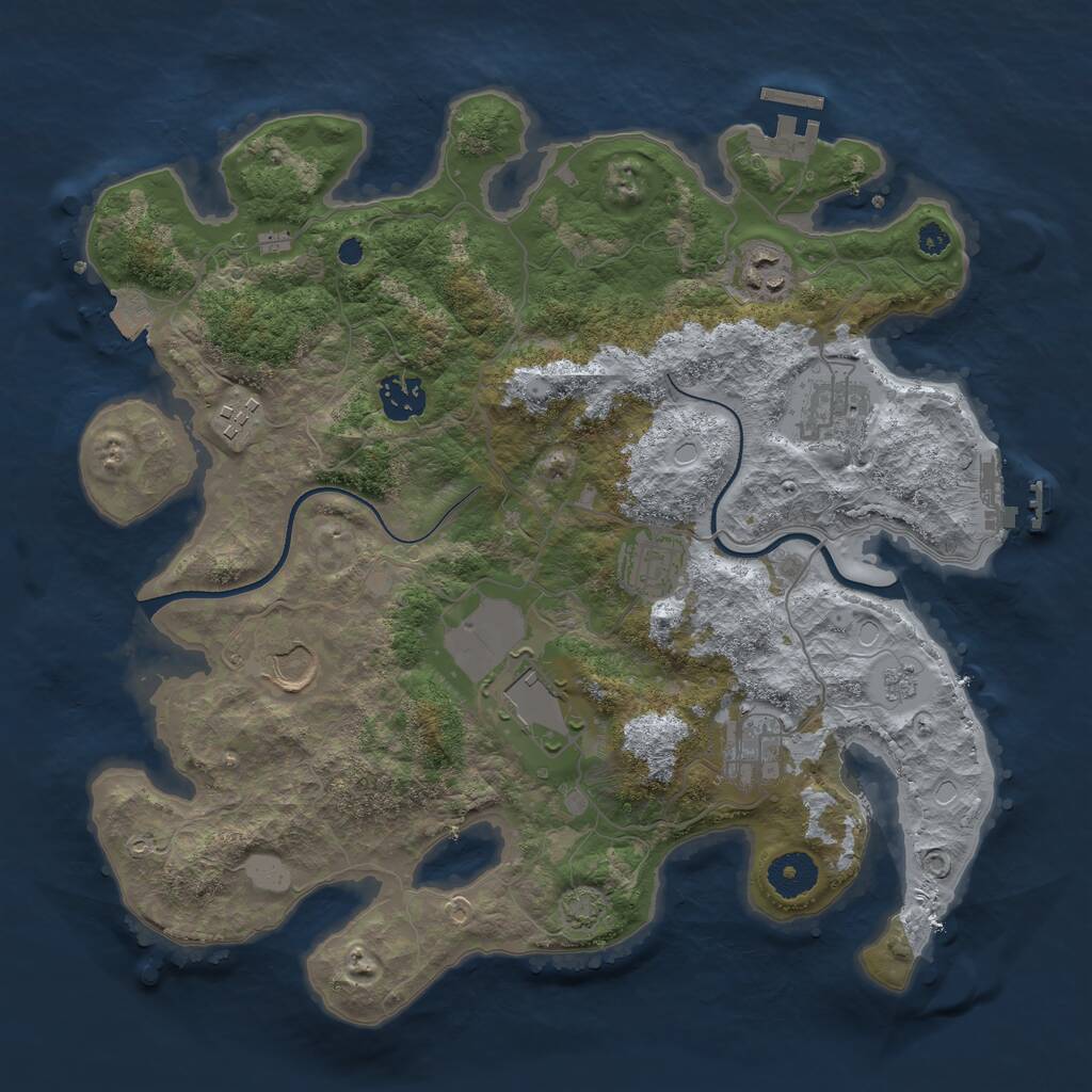 Rust Map: Procedural Map, Size: 3500, Seed: 76184459, 13 Monuments