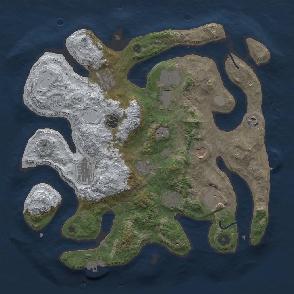 Rust Map: Procedural Map, Size: 3800, Seed: 596398, 19 Monuments