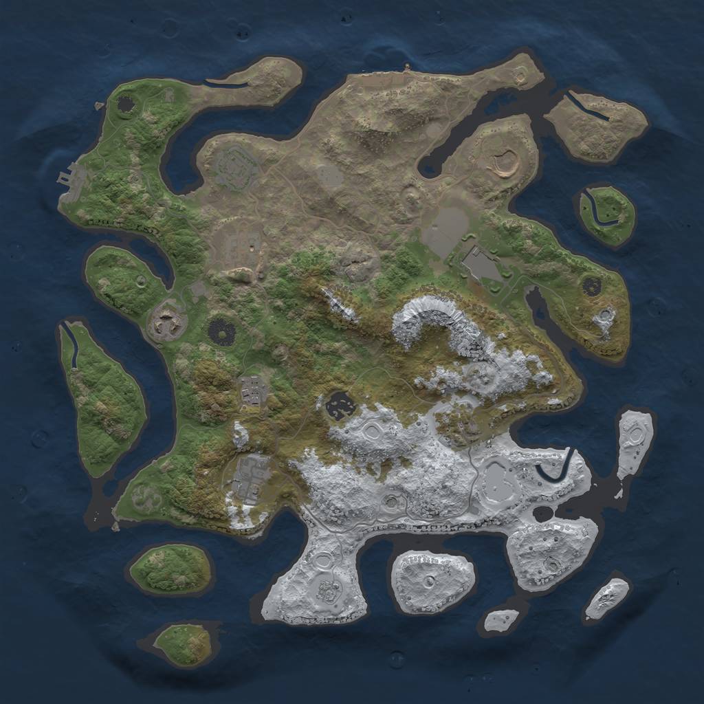 Rust Map: Procedural Map, Size: 3800, Seed: 3258467, 18 Monuments