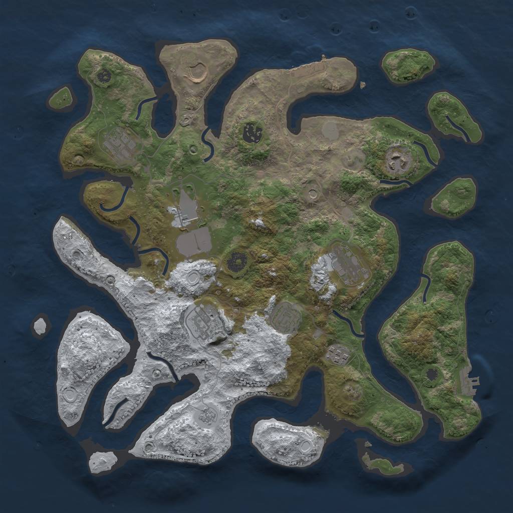 Rust Map: Procedural Map, Size: 3800, Seed: 2454989, 18 Monuments
