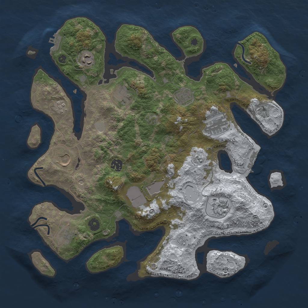Rust Map: Procedural Map, Size: 3850, Seed: 47983193, 19 Monuments