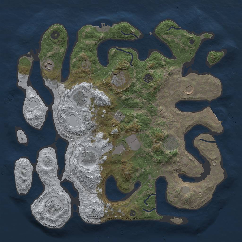 Rust Map: Procedural Map, Size: 4000, Seed: 602203, 18 Monuments