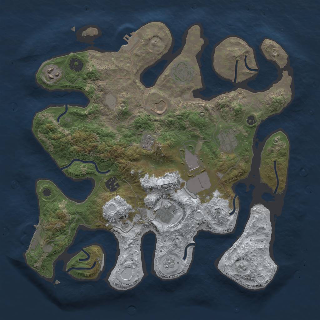 Rust Map: Procedural Map, Size: 3500, Seed: 1611224, 17 Monuments