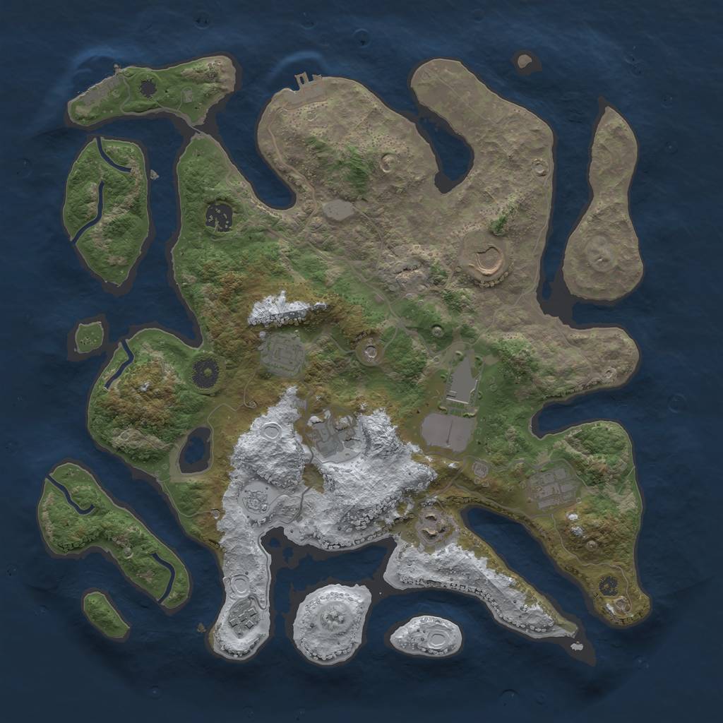 Rust Map: Procedural Map, Size: 3800, Seed: 719057, 17 Monuments