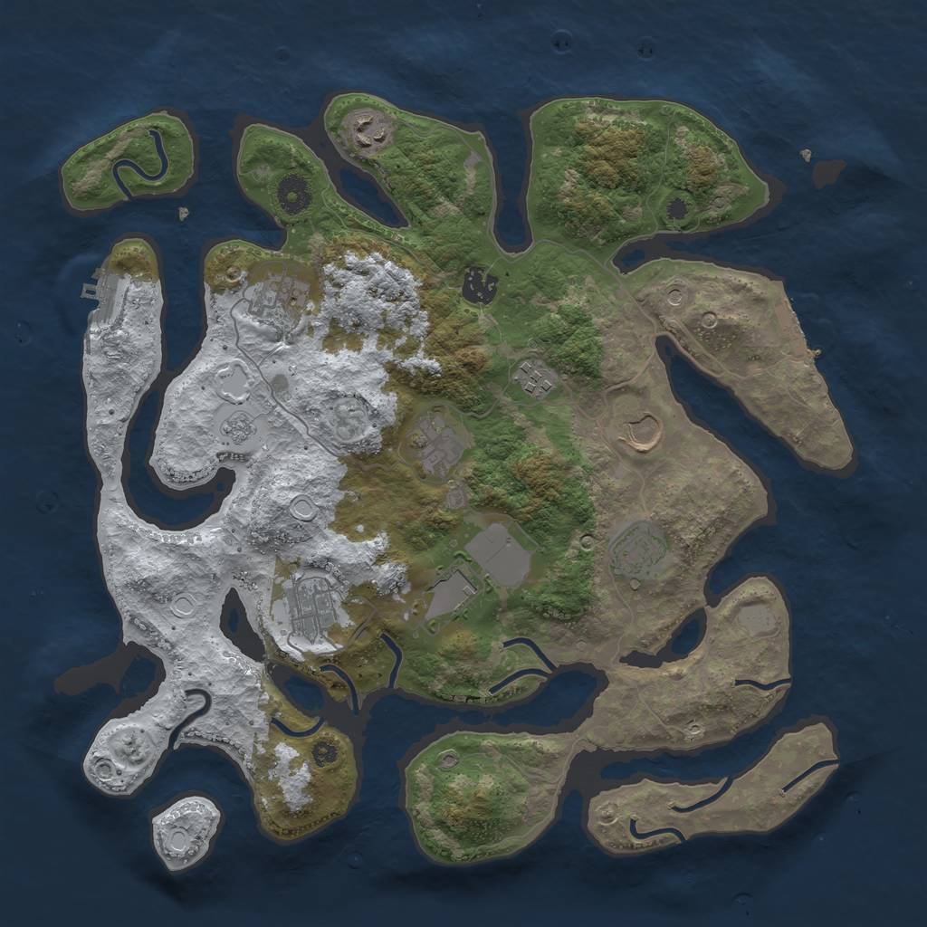 Rust Map: Procedural Map, Size: 3800, Seed: 2074268, 18 Monuments