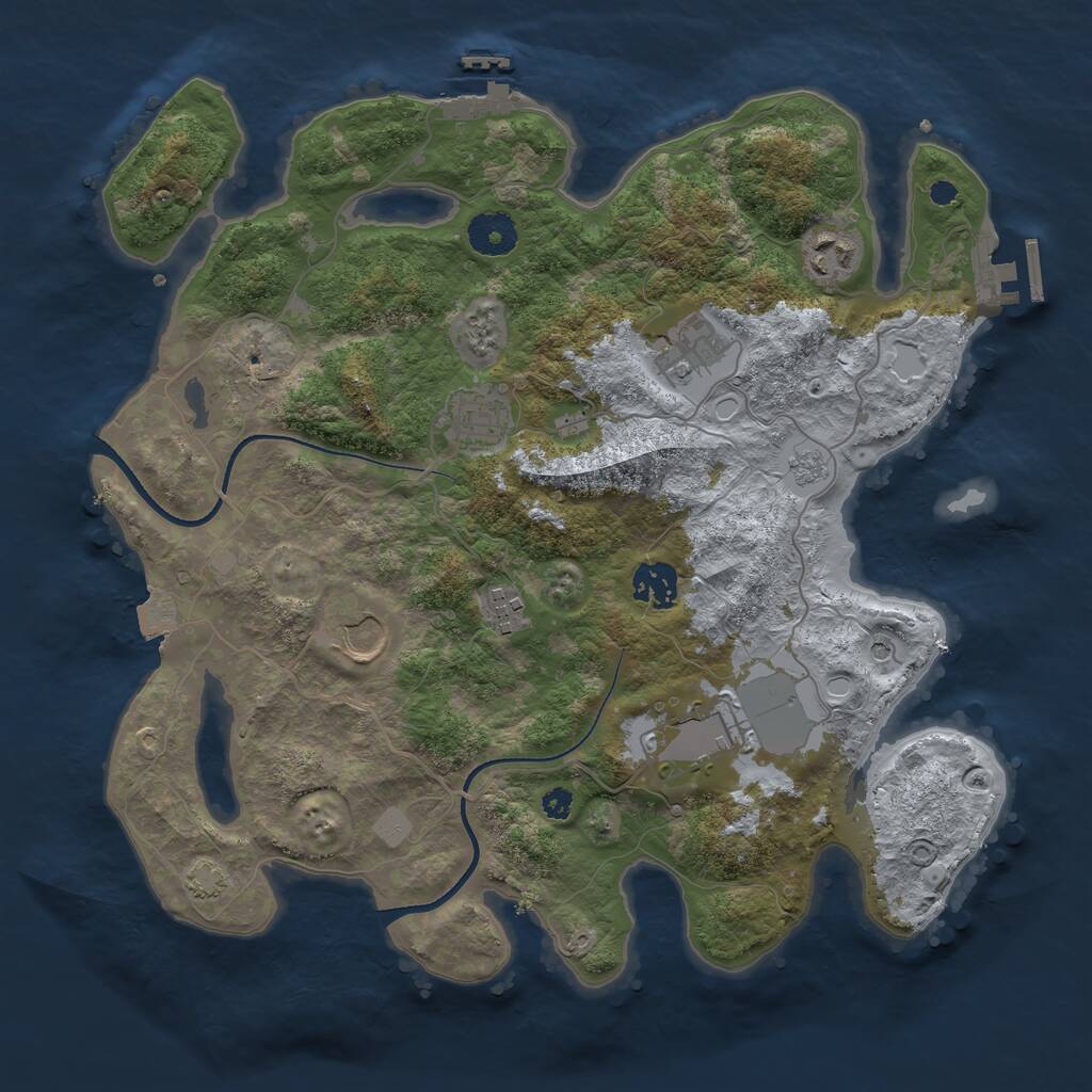 Rust Map: Procedural Map, Size: 3500, Seed: 1992720, 13 Monuments