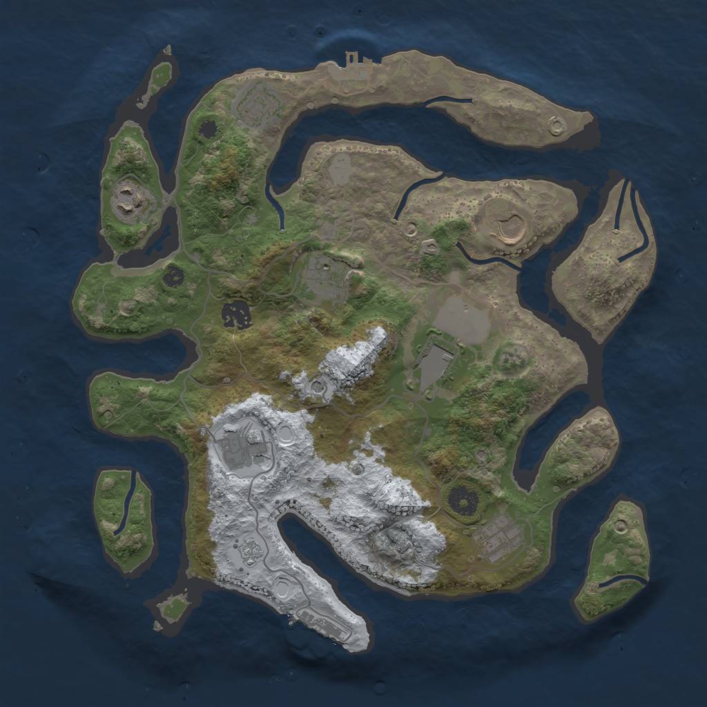 Rust Map: Procedural Map, Size: 3500, Seed: 4086001, 17 Monuments