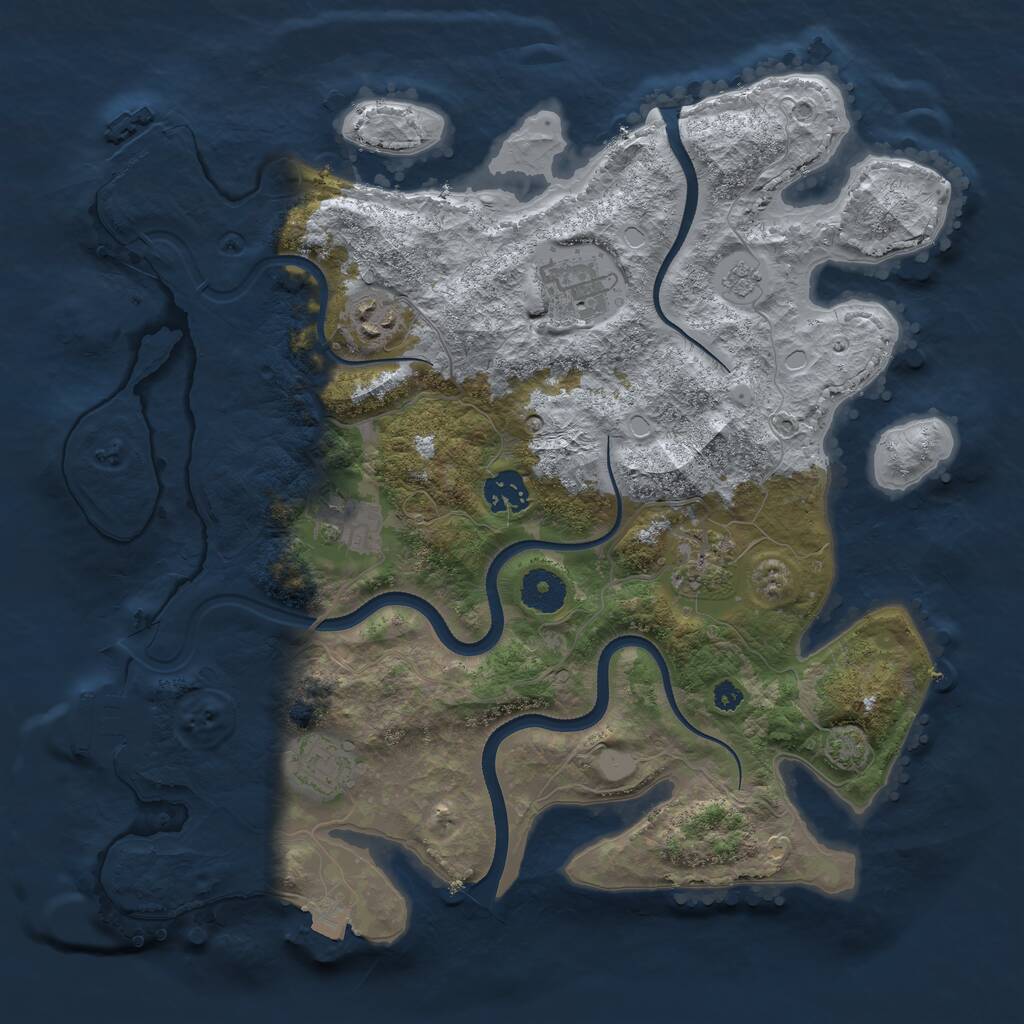 Rust Map: Procedural Map, Size: 3500, Seed: 2702213, 11 Monuments