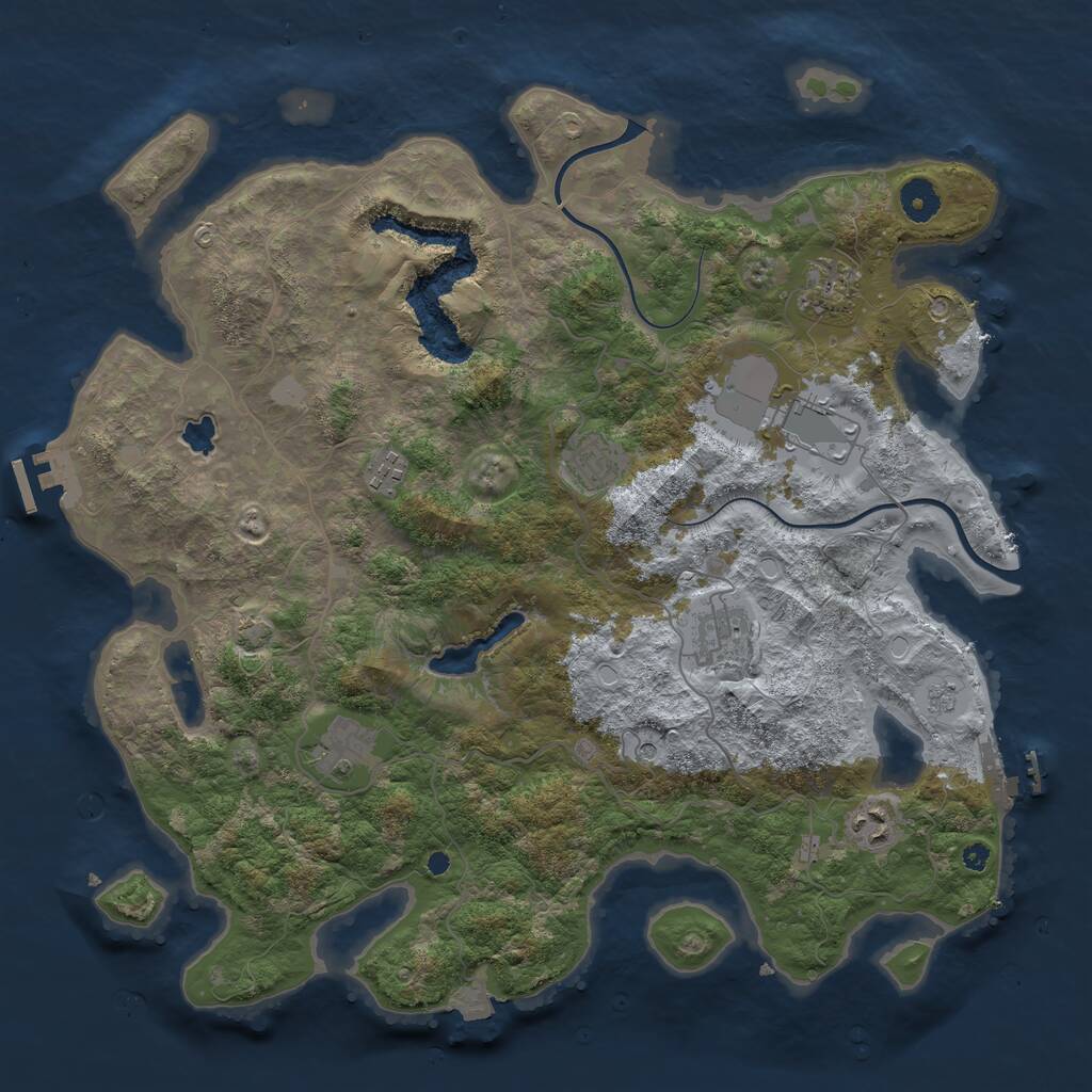 Rust Map: Procedural Map, Size: 4000, Seed: 648302, 13 Monuments