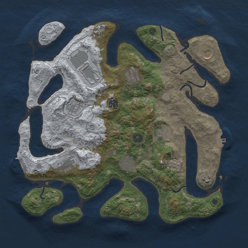Rust Map: Procedural Map, Size: 3800, Seed: 2711833, 19 Monuments