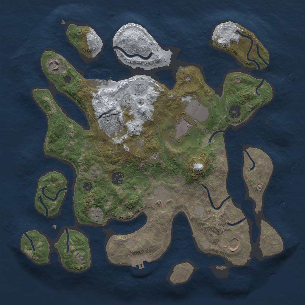 Rust Map: Procedural Map, Size: 3500, Seed: 4803548, 16 Monuments
