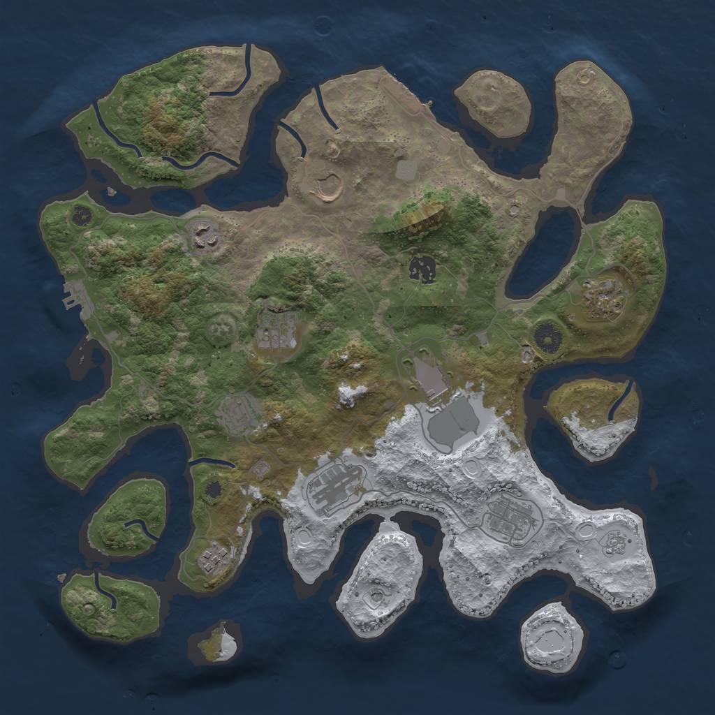 Rust Map: Procedural Map, Size: 3800, Seed: 5961728, 19 Monuments