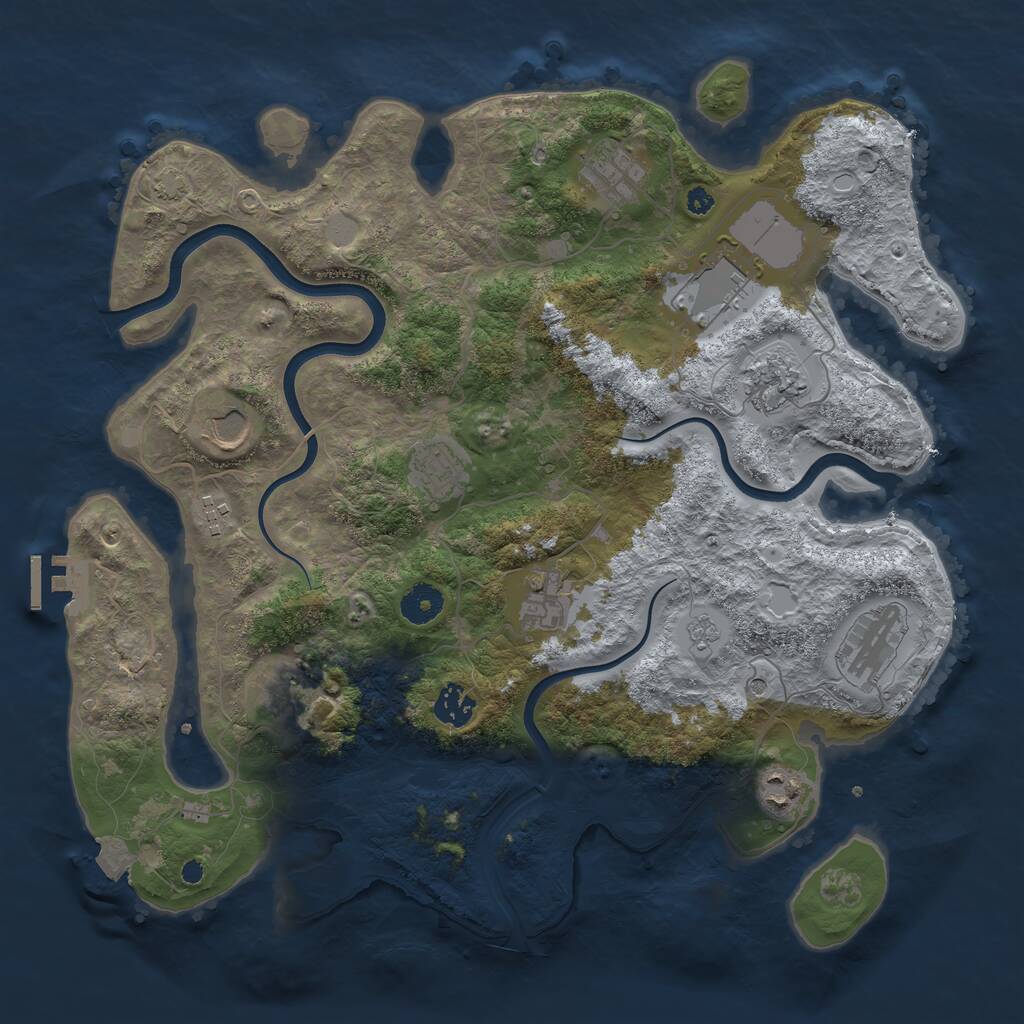 Rust Map: Procedural Map, Size: 3800, Seed: 5928826, 16 Monuments