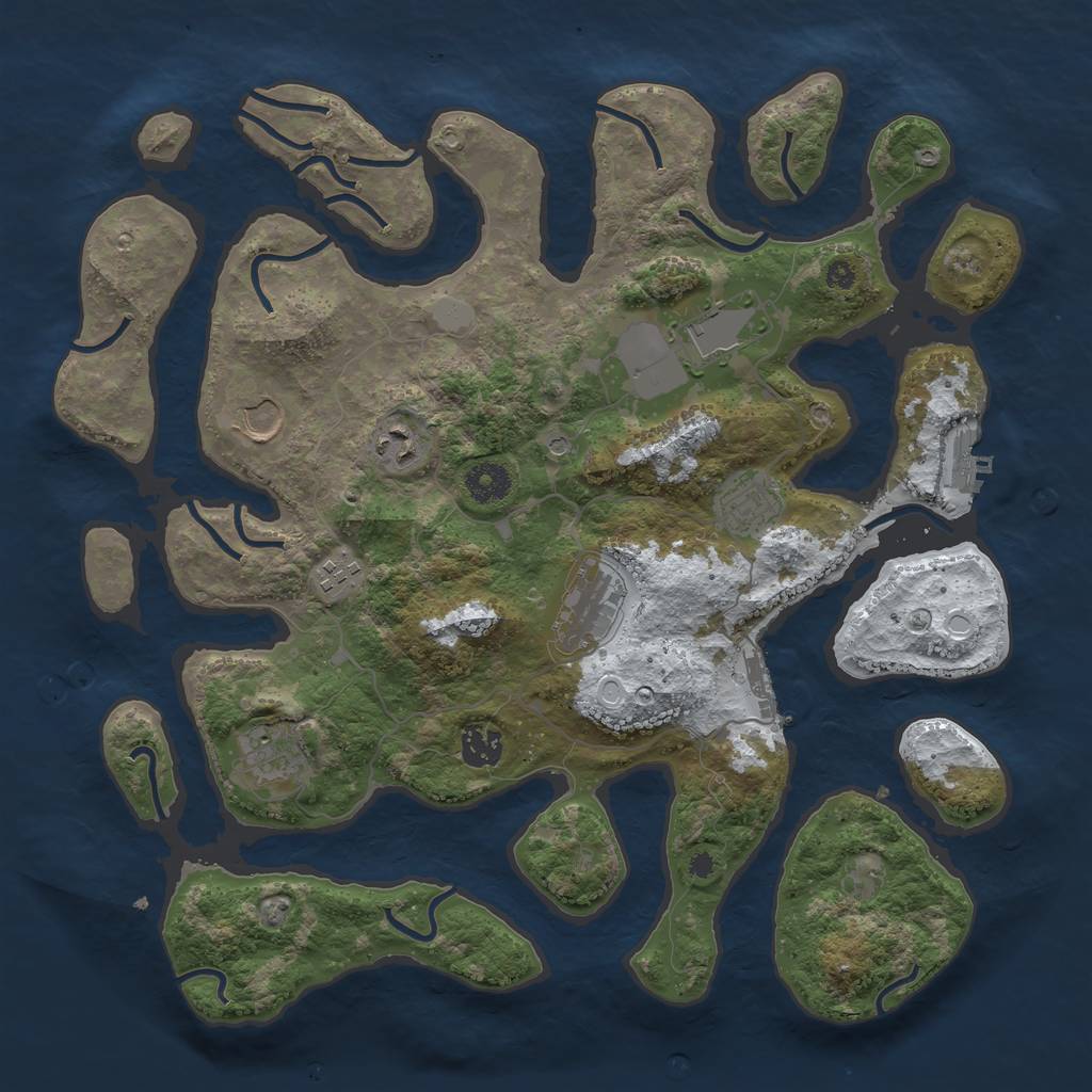 Rust Map: Procedural Map, Size: 3800, Seed: 6109407, 16 Monuments