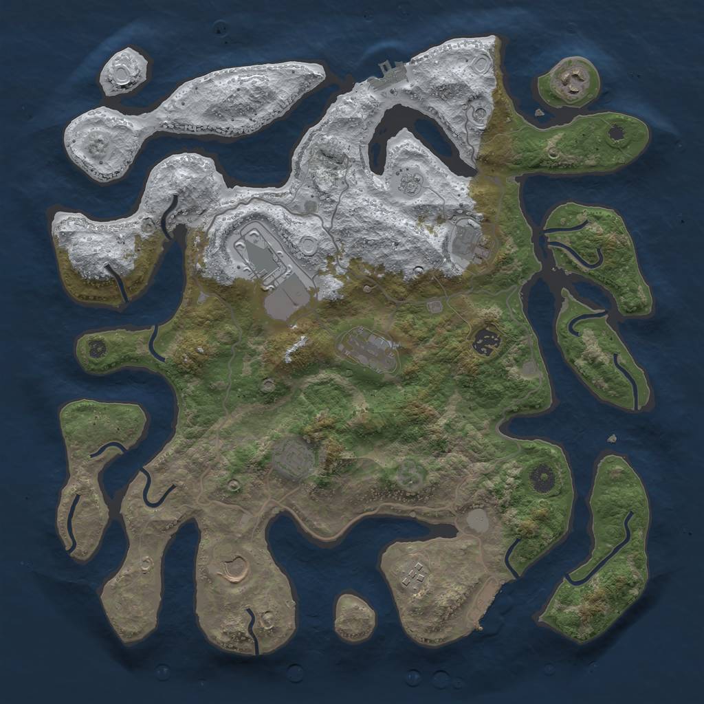 Rust Map: Procedural Map, Size: 4000, Seed: 599145, 17 Monuments