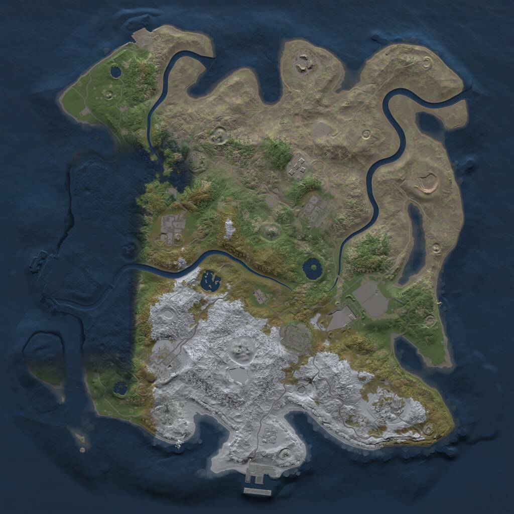 Rust Map: Procedural Map, Size: 3800, Seed: 3751896, 16 Monuments