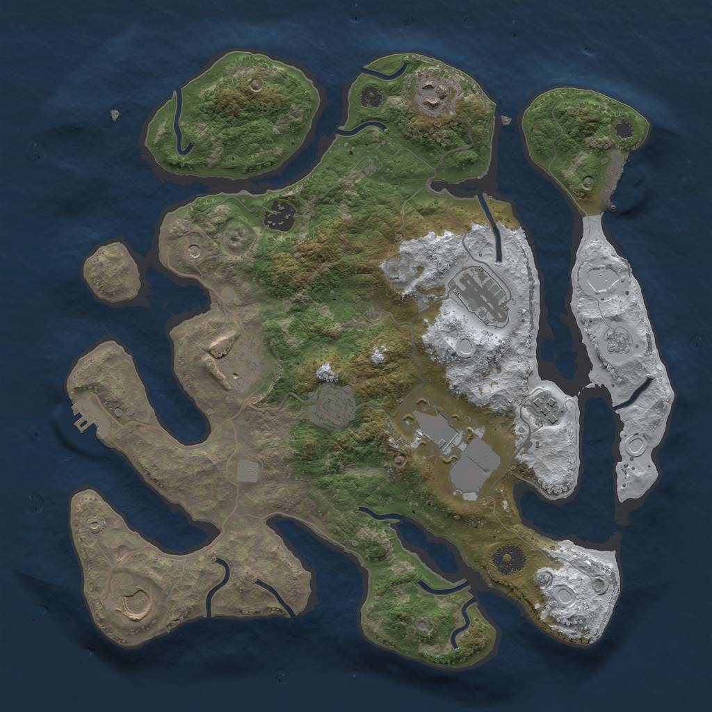 Rust Map: Procedural Map, Size: 3500, Seed: 2475349, 17 Monuments