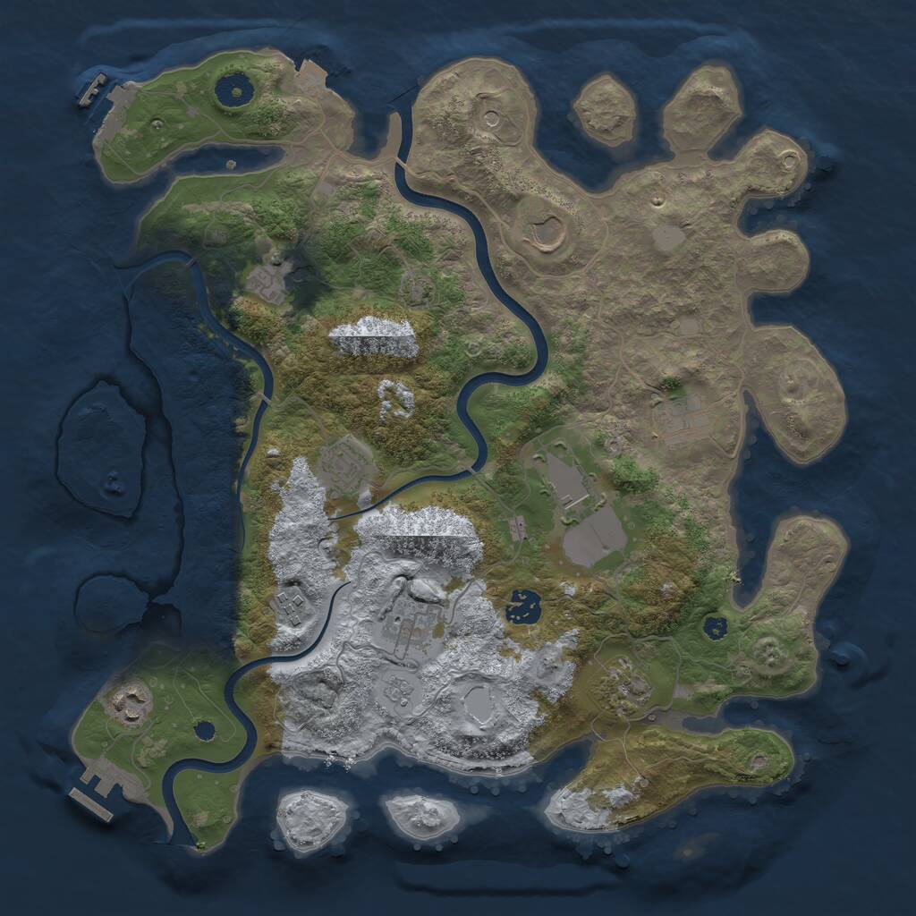 Rust Map: Procedural Map, Size: 3800, Seed: 4228165, 16 Monuments