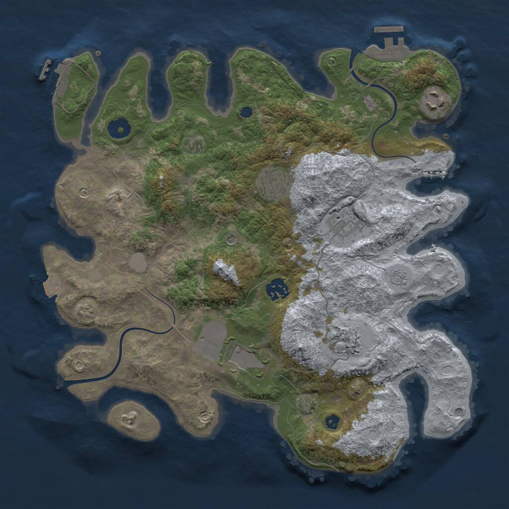 Rust Map: Procedural Map, Size: 3500, Seed: 2077607, 12 Monuments