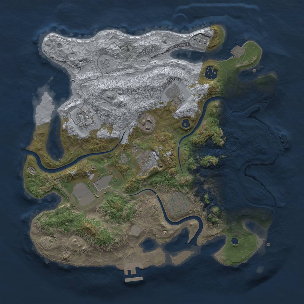 Rust Map: Procedural Map, Size: 3500, Seed: 1777440, 14 Monuments